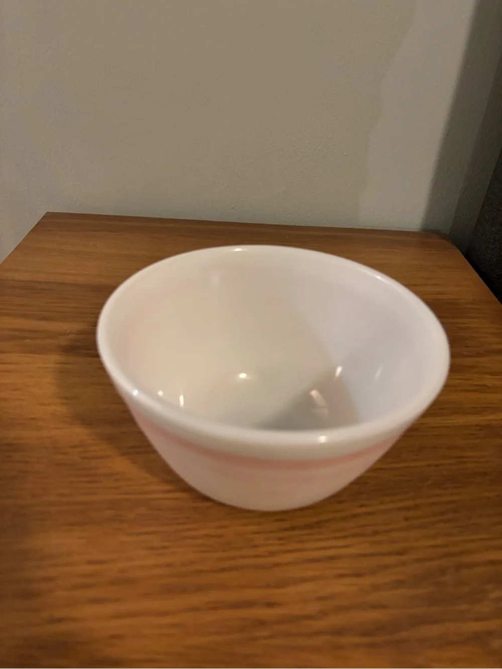 Pyrex white milk glass mixing bowl 401 pink rainbow stripes vintage small 1.5